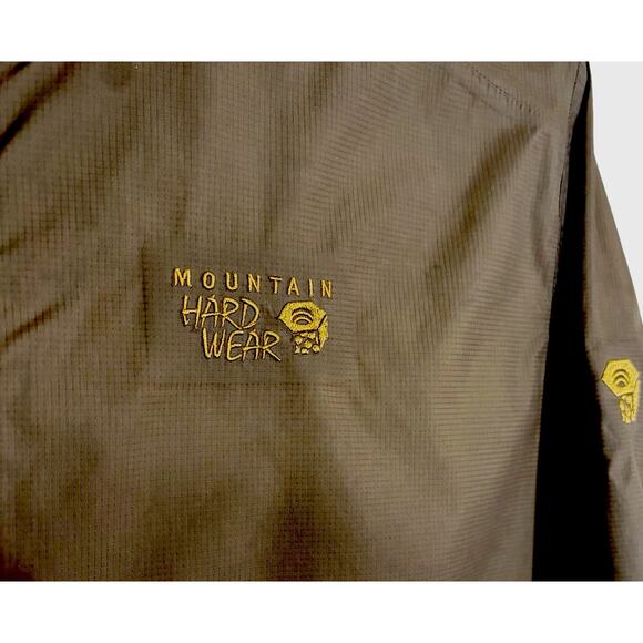 Mountain Hardwear Men's 2XL 100% Nylon Hooded Brown Rain Wind Jacket DryQ Evap - Picture 2 of 8